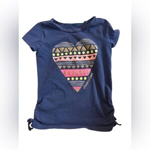 Carter’s Kid Girls Graphic Heart T-Shirt Navy Blue Cotton Size 4/5